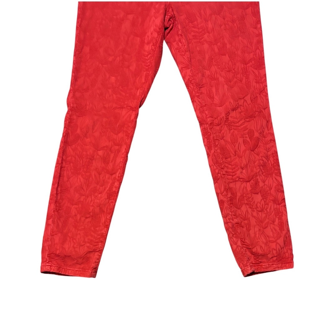 Pilcro and the Letterpress Anthropologie Red Floral Jacquard Skinny Boho Jean 30 - Picture 10 of 13